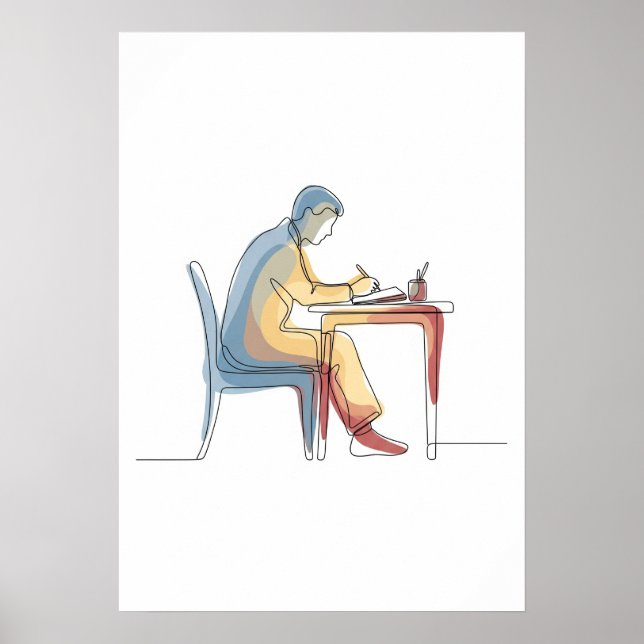 Autor abstracto de una línea de arte continuo (Frente)