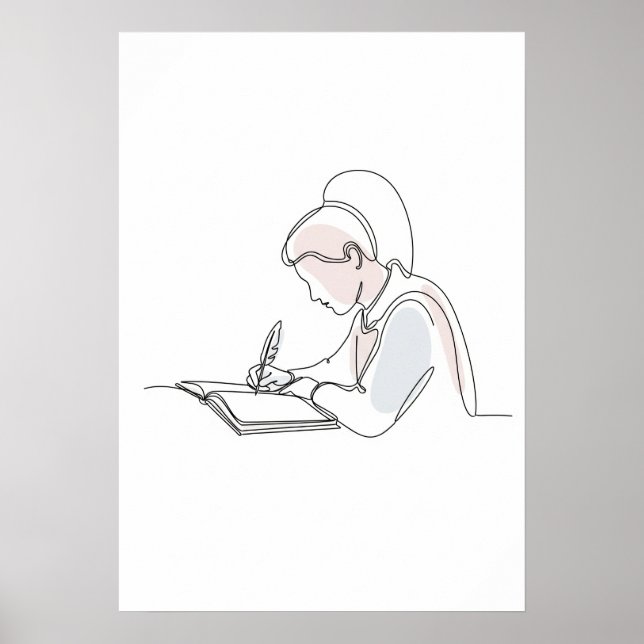 Autor abstracto de una línea de arte continuo (Frente)