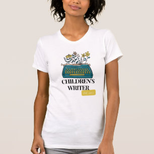 Autor de niños máquina de escribir y camiseta de f