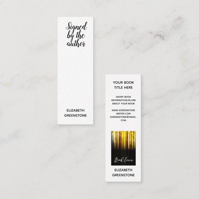 Autor Tarjeta Mini Marcador Promocional Firmada (Anverso / Reverso)
