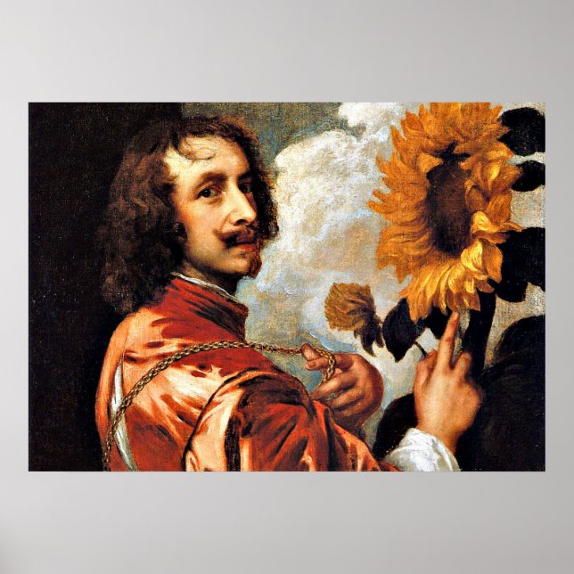 Autoretrato con girasol, obra de arte de 1632 (Frente)