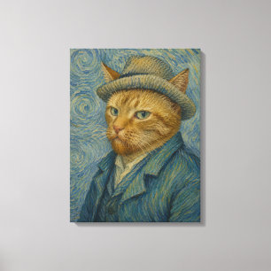 Autorretrato de gato al estilo Van Gogh Arte vinta