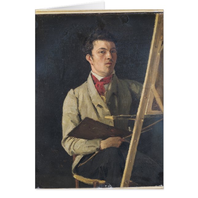 Autorretrato, sentándose al lado de un caballete, (Frente)