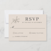 Autumn Beige Simple Elegant Wedding RSVP