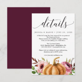 Autumn Bliss Pumpkin Boda tarjeta de detalles