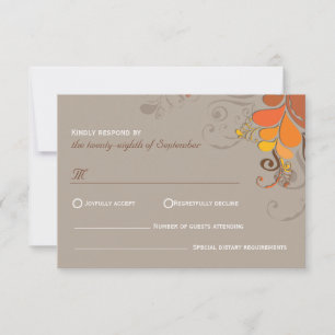 Autumn Deco Floral Swirls Wedding Tarjeta RSVP