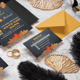 Autumn deja tarjeta RSVP de la boda de Chalkboard