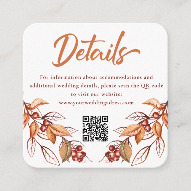 Autumn Earth ton Terracotta Boda Tarjeta de Gabine (Anverso)