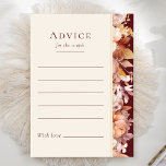 Autumn Floral Burgundy Cream Boda Tarjeta de Aseso<br><div class="desc">El diseño de esta tarjeta de consejo boda de color burdeos floral de otoño es un conjunto de ensueño que encarna la esencia del encanto vintage y la elegancia moderna. Con flores de otoño y hojas en colores otoño, acentuadas con bordes geométricos dorados, nuestro diseño ofrece una estética sencilla pero...</div>