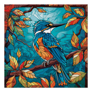 Autumn Kingfisher Glossy Poster
