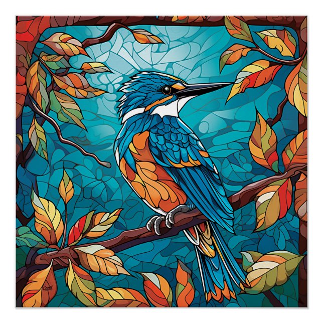 Autumn Kingfisher Glossy Poster (Anverso)