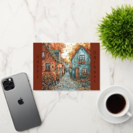 Autumn Leaves Village Street Ilustracion