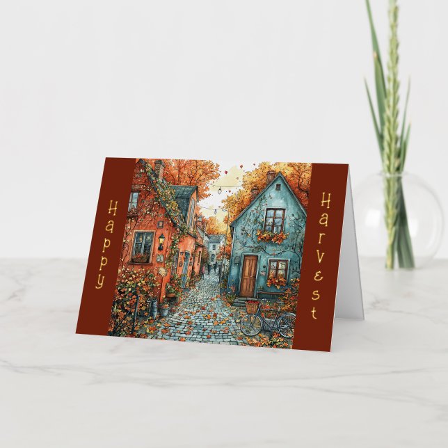 Autumn Leaves Village Street Ilustracion (Anverso)