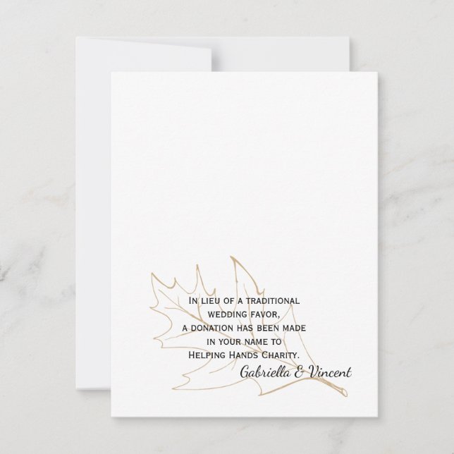 Autumn Oak Leaf Boda Charity Favorito Card (Anverso)