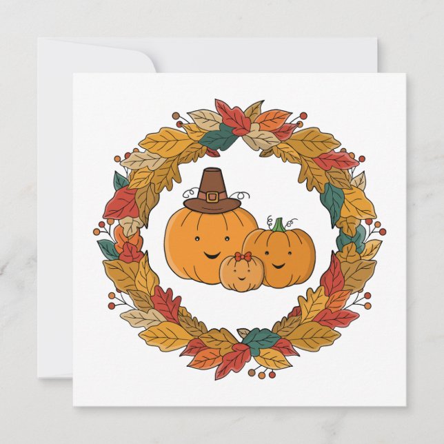 Autumn Pumpkin Family Wreath (Anverso)