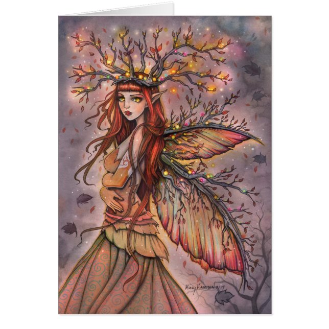 Autumn Queen Fairy Fantasy Art Card (Frente)