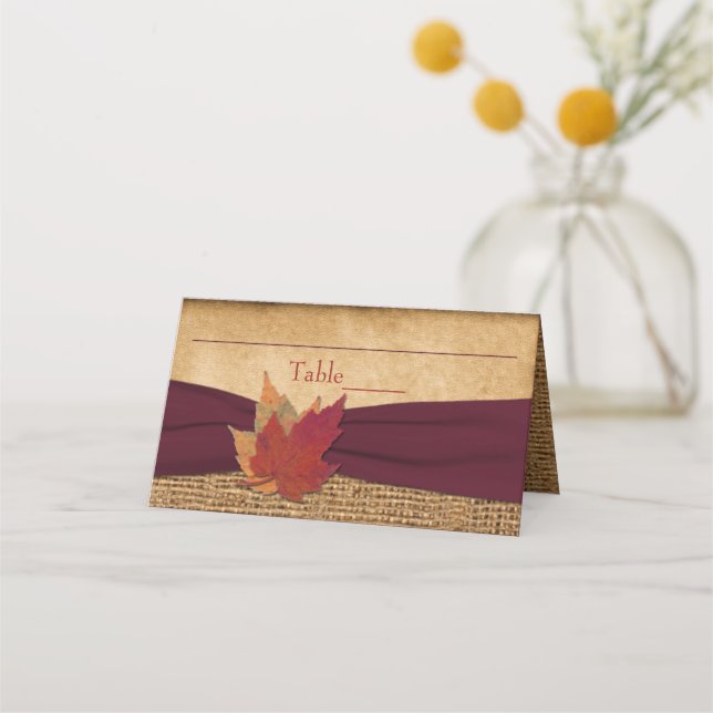 Autumn Sale de FAUX Burlap Doble Tarjeta - Vino (Anverso)