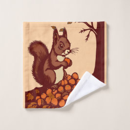 🐿️ Autumn Squirrel Bath Towel Set