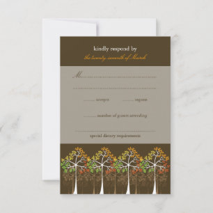 Autumn Trees Forest Modern Fall Wedn Tarjeta RSVP