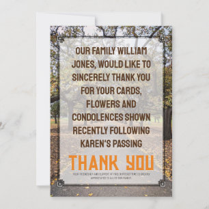 Autumn Trees Pathway Memorial Gracias Tarjeta