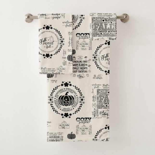Autumn Vibes Bathroom Towel Set (In situ)