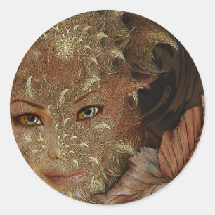 Autumn Wood Nymph Round Pegatinas