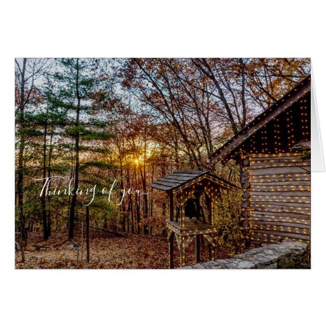 Autumn Woods Sunset Thinking Of You Card (Anverso (Horizontal))