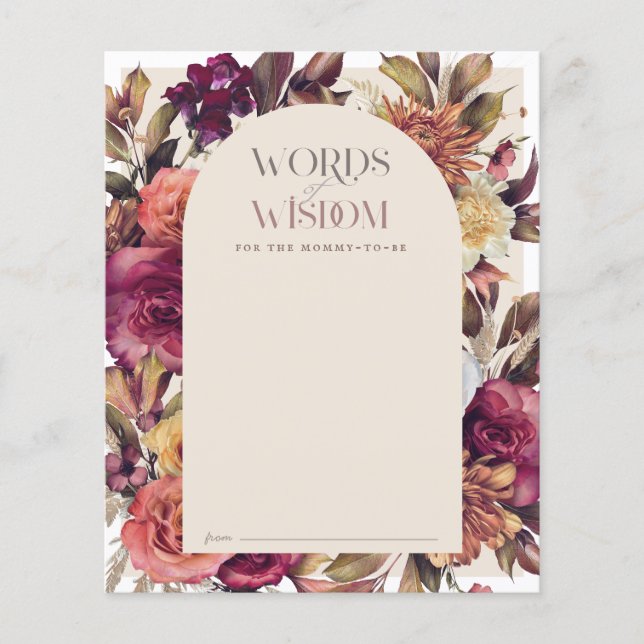 Autumn Wreath Arch Tan Tarjeta de Consejos de Baby (Anverso)