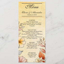 Autumour Watercolor Floral Terracotta Yellow Menu