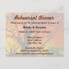 Autumt deja postal de la cena de ensayo Boda