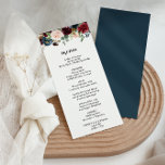 Autumt Rustic Dazzling Burgundy Cena Tarjeta de me<br><div class="desc">Esta carta rústica y deslumbrante para la cena de otoño es perfecta para un boda moderno. El diseño es de color burdeos, rojo, marino, azul y ondulante radiante y flores elegantes pintadas a mano, inspirando la belleza natural. Este menú se puede utilizar para la recepción de bodas, la cena de...</div>