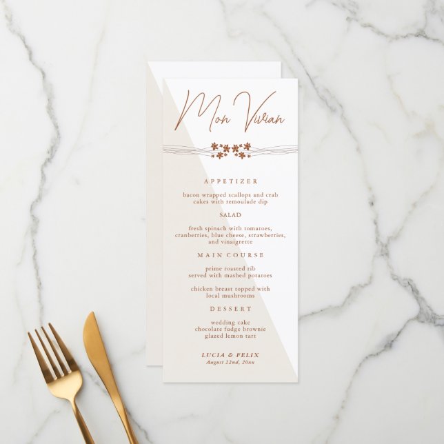 Autumt Side Floral Boda Cena Tarjeta de menú (Anverso/Reverso In Situ)