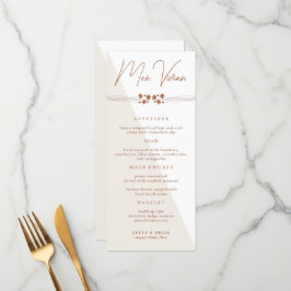 Autumt Side Floral Boda Cena Tarjeta de menú
