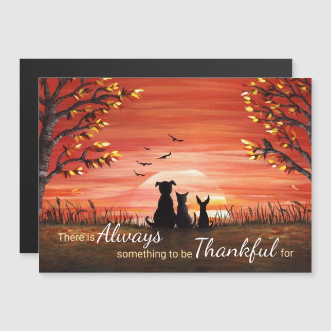 Autumt Sunset Always Thankout Card Magnet (Anverso/Reverso)