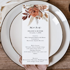 Autumtic Rustic Floral Boda Tall Menu
