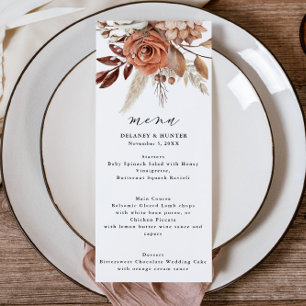 Autumtic Rustic Floral Boda Tall Menu
