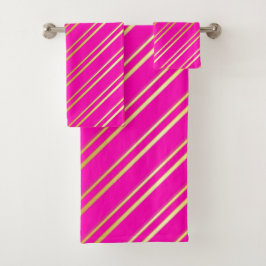 AUX GOLD STRIPTS ON PINK Decor Set