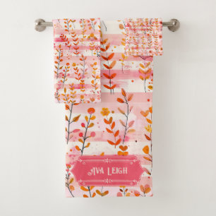 Ava Leigh Floral color de agua rosa y Naranja