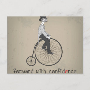 Avanzar con tarjeta postal de bicicleta de cosecha