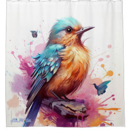 ave acuarela Cortina de ducha
