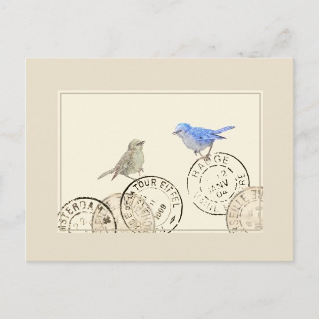 Ave azul te falta tu postal francesa de época (Anverso)