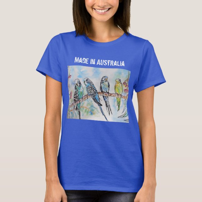 Ave Budgie Budgerigar Hecha En Camiseta De Austral (Anverso)