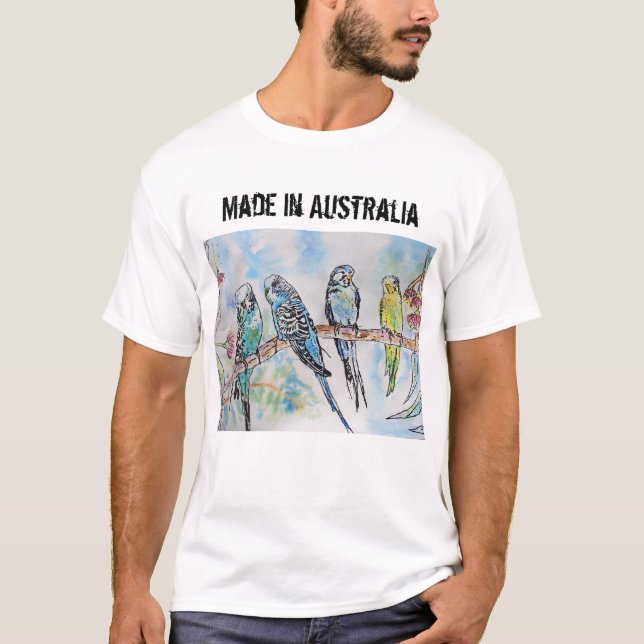 Ave Budgie Budgerigar Hecha En Camiseta De Austral (Anverso)