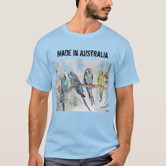 Ave Budgie Budgerigar Hecha En Camiseta De Austral (Anverso)