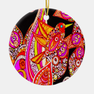 Ave Colorida De Paraíso Ornamento Negro