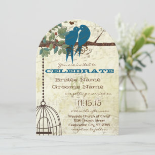Ave De Amor Romántico Sentado En Invitación De Bod