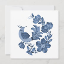 Ave de Arte Popular Elegante Azul y Saludo Persona