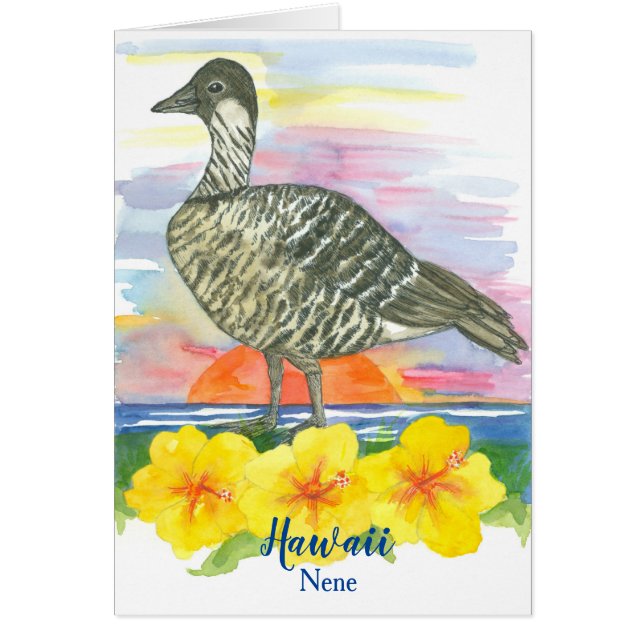Ave de Hawaii Nene Watercolor Blank (Frente)
