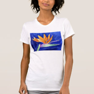 Ave de la camiseta de arte de la pintura de flores