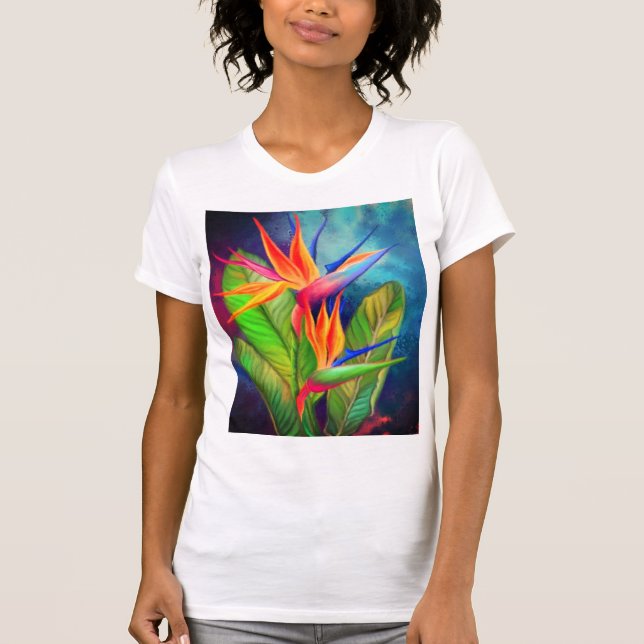 Ave de la camiseta de la flor del paraíso (Anverso)